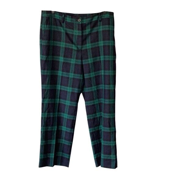 TALBOTS SOUTHAMPTON STRAIGHT LEG PANTS BLACK WATCH TARTAN 16P - Picture 2 of 7